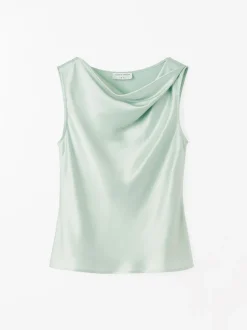Tiger of Sweden Helvie Sleeveless Satin Top Light Green