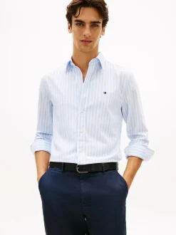 Tommy Hilfiger Flex Regular Fit Stripe Poplin Shirt Sweet Blue