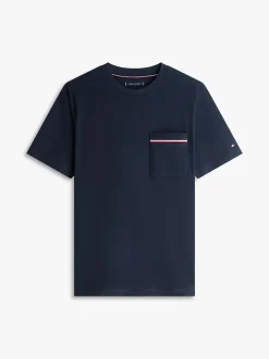 Tommy Hilfiger Global Stripe Pique Pocket Tee Navy Blue