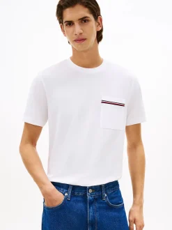 Tommy Hilfiger Global Stripe Pique Pocket Tee White