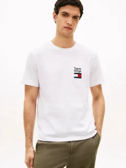 Tommy Hilfiger Logo Embroidery Jersey Crew Neck T-Shirt White