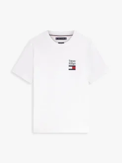 Tommy Hilfiger Logo Embroidery Jersey Crew Neck T-Shirt White
