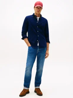 Tommy Hilfiger Regular Fit Flag Embroidery Corduroy Shirt Imperial Navy