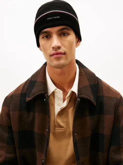 Tommy Hilfiger Signature Tape Wool Blend Beanie Black