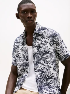 Tommy Hilfiger Tropical Print Pure Linen Shirt Desert Sky Allover