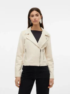 Vero Moda Vmjose Short Faux Suede Jacket White Birch