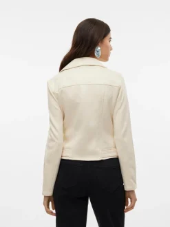 Vero Moda Vmjose Short Faux Suede Jacket White Birch