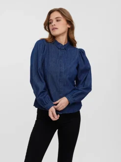 Vero Moda Vmnily Ls Dnm Shirt Dark Blue Denim