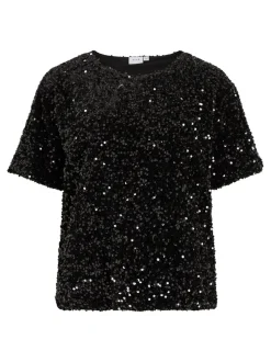 Vifaith Sequin Top Black Beauty