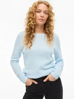 Vila Vidalo O-Neck Ls Knit Top Nantucket Breeze
