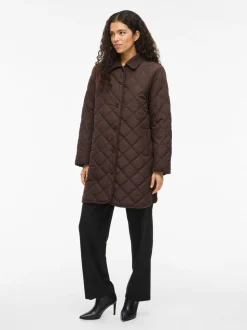 Viquila Corduroy Quilt Long Jacket Coffee Bean