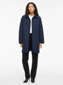 Viquila Corduroy Quilt Long Jacket Navy Blazer