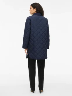 Viquila Corduroy Quilt Long Jacket Navy Blazer