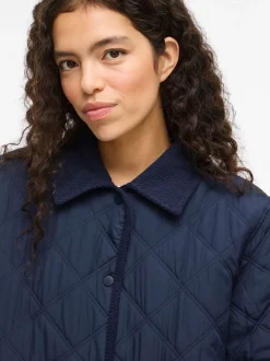 Viquila Corduroy Quilt Long Jacket Navy Blazer